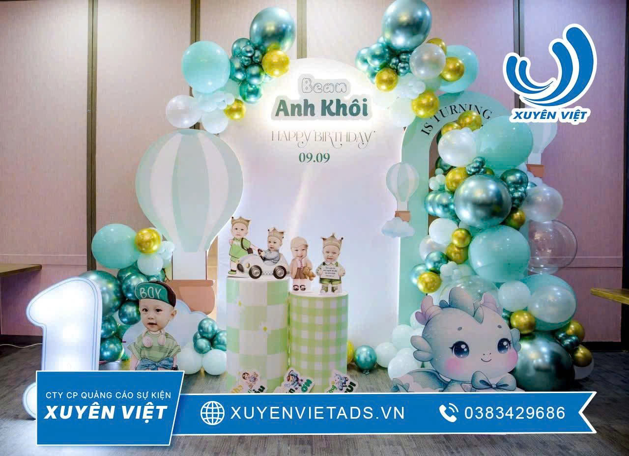 trang trí backdrop thôi nôi, sinh nhật