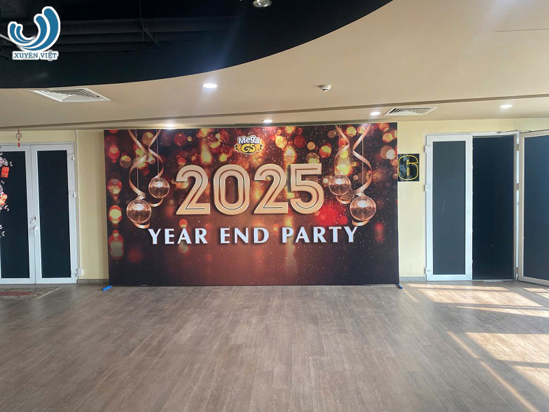 thi công backdrop year end party